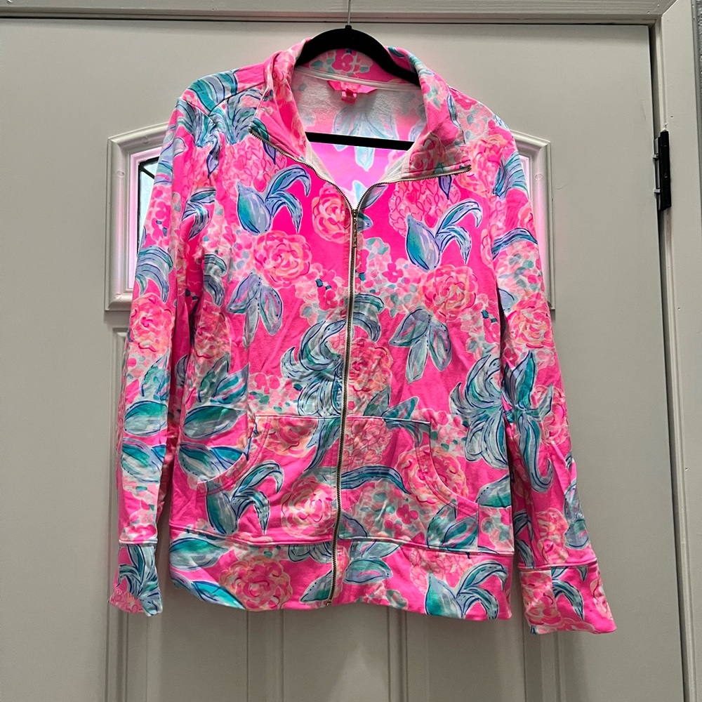 NWOT Lilly Pulitzer Leona Jacket Large Breast Cancer Awareness Print